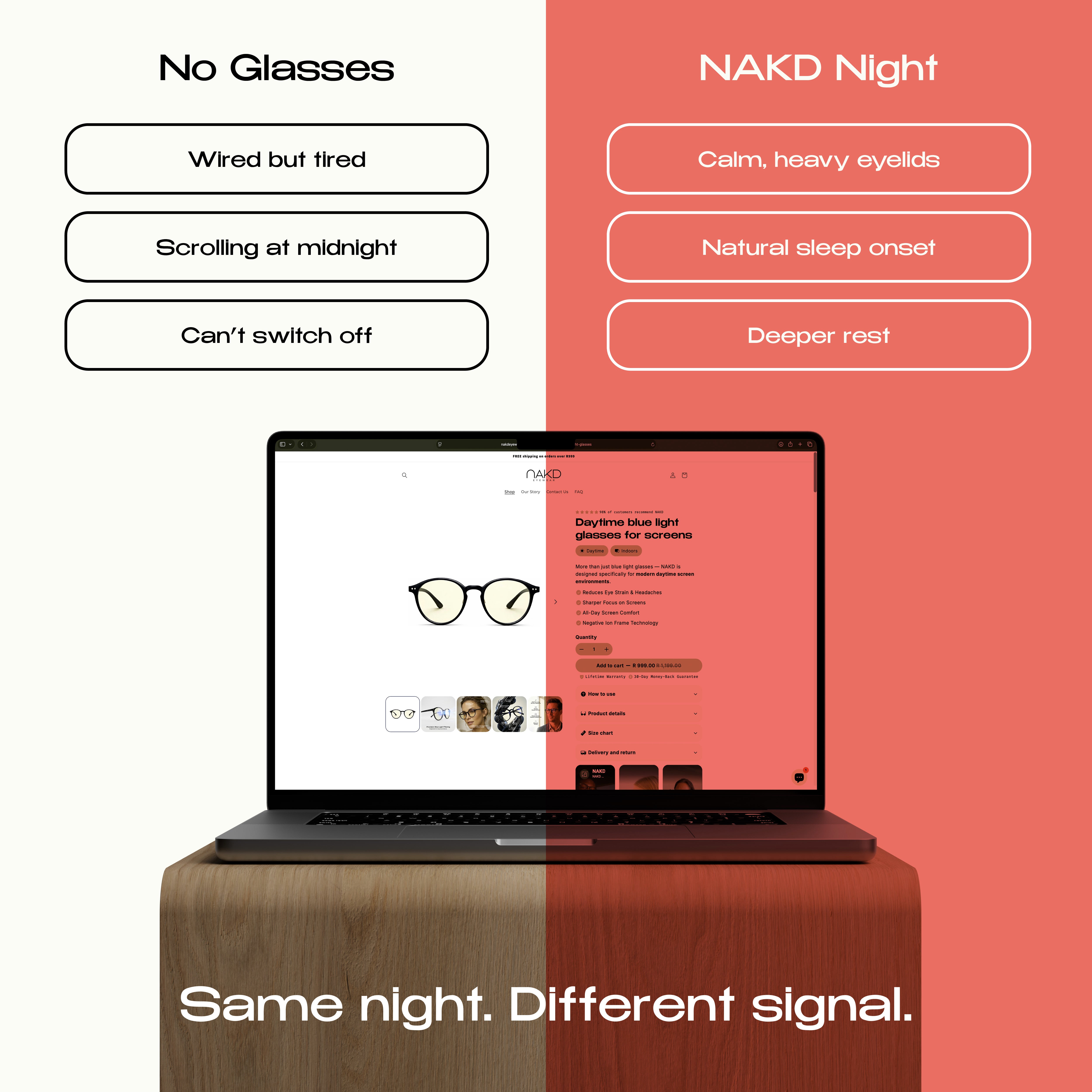 NAKD Night — Sleep Blue Light Glasses (Blocks Blue + Green Light)